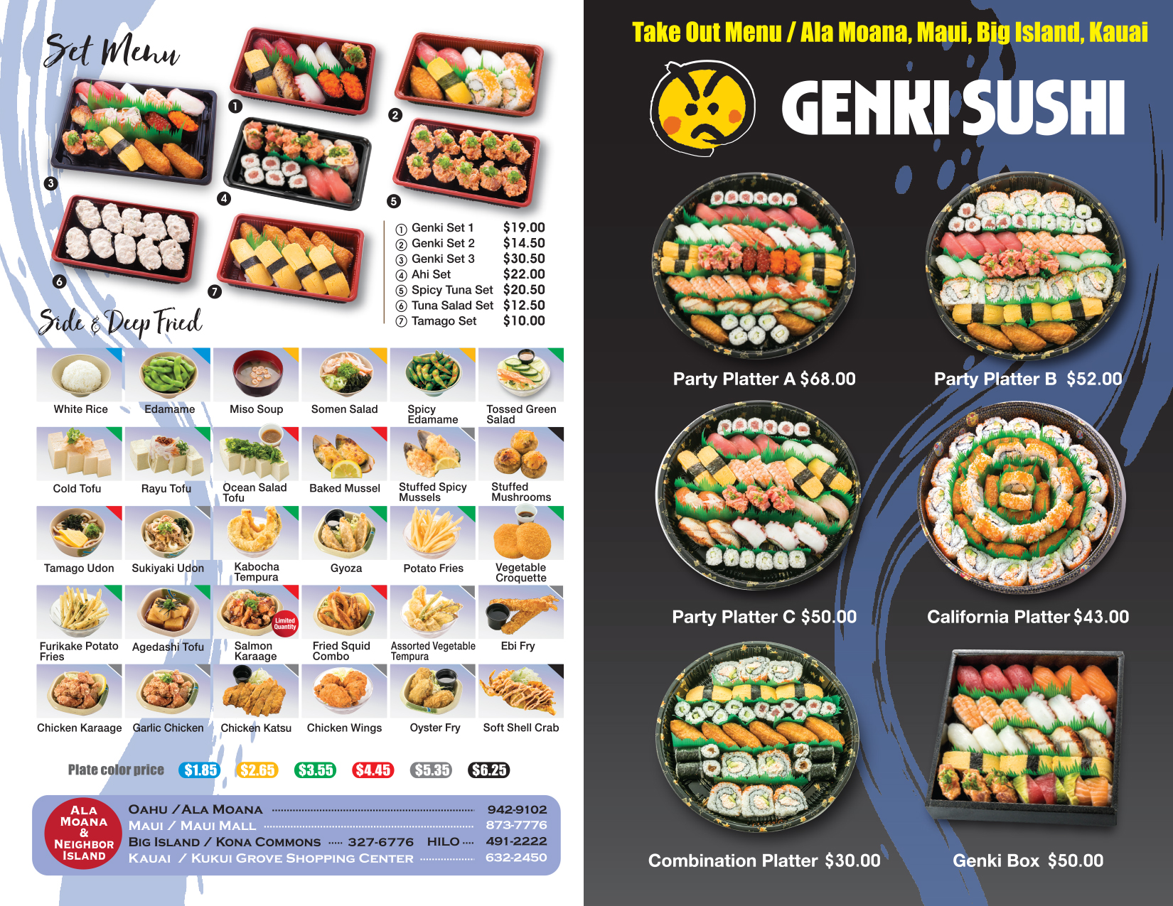 Menu Genki Sushi USA.